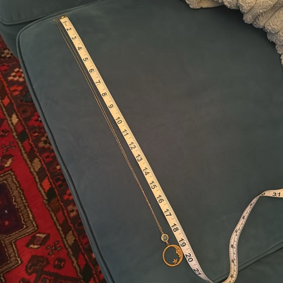 Celestial moon brass long dainty necklace - Picture 4 of 6